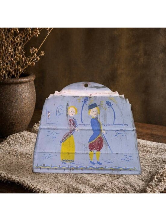 Unknown Other - Hand-Painted Vintage Metal Dustpan With Floral & Folk Art Design Scalloped Edges